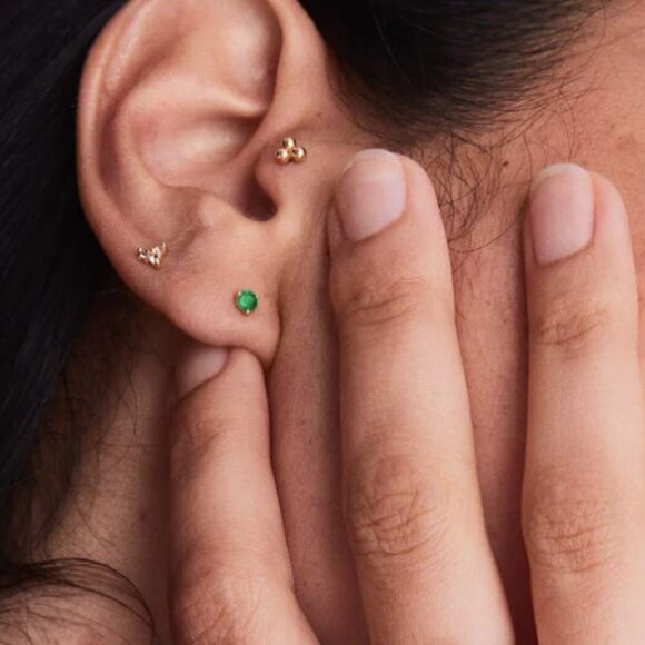 NEW Mejuri Earrings - Essential Cuff, Diamond Ear Cuff, Mini Studs (14k Gold) - Picture 11 of 12